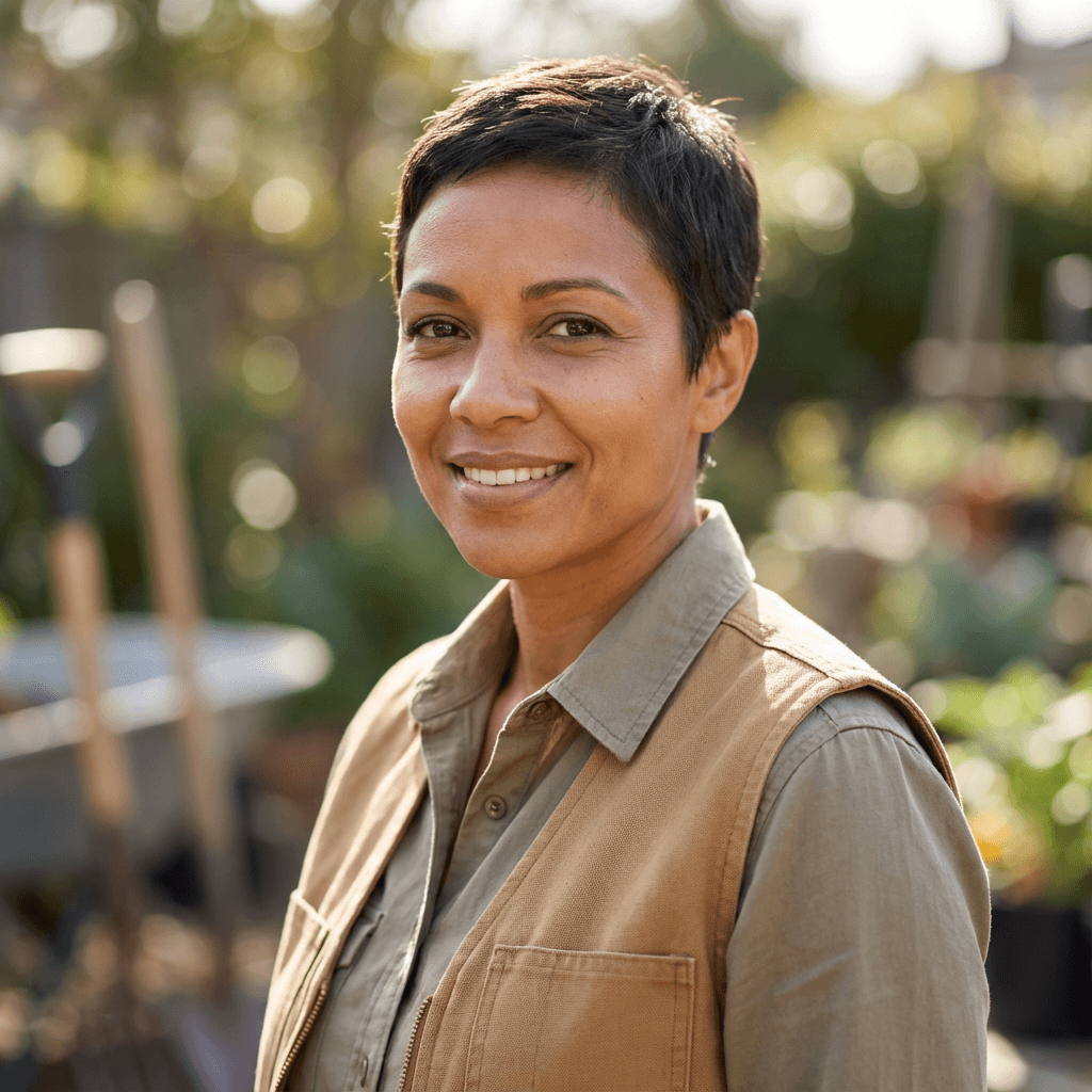 Sarah Mitchell, friendly female homeowner in her early 40s