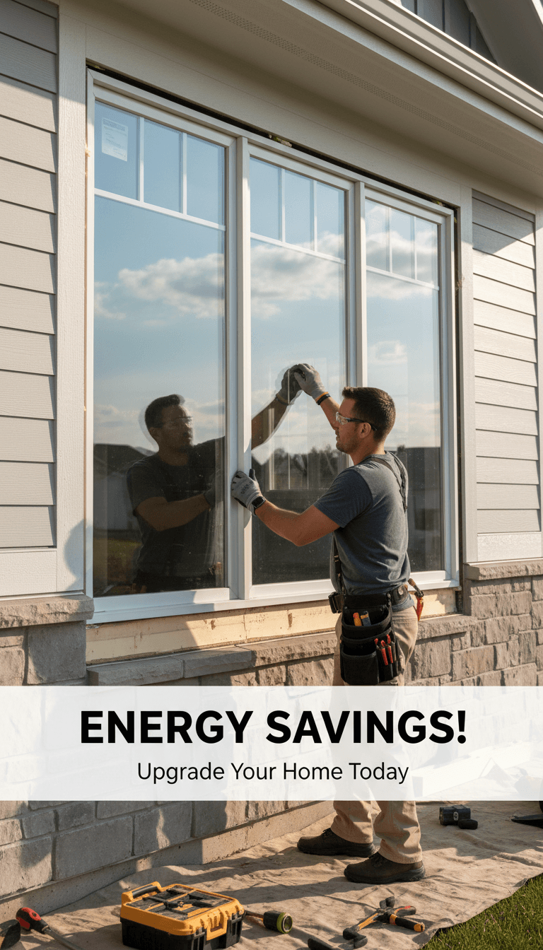 Window installer fitting a new window in a Jacksonville home